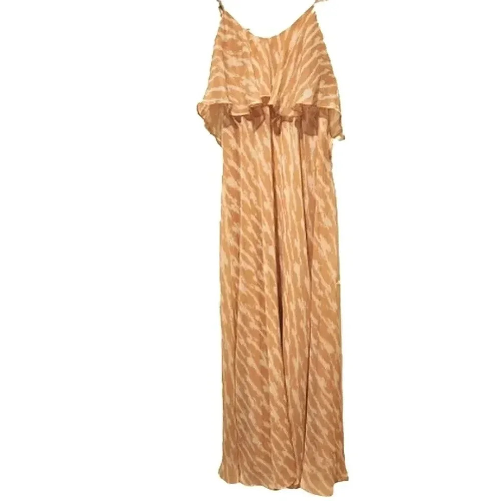 NWOT BCBG peach and cream flowy maxi sheath dress Size Small